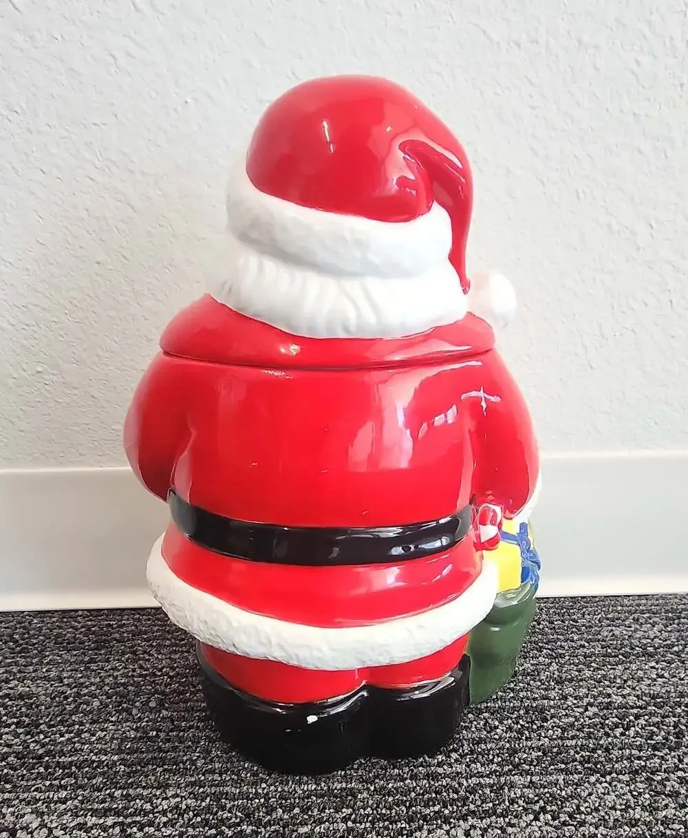 Vintage Santa Claus Foot Tall Ceramic Christmas Cookie Jar with Toys!